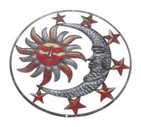 Applique Murale Soleil et Lune en Fer Marron pour Intérieur | Décoration Murale Extérieure, Style Vif et Réaliste, Collection Art Fer