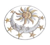 Applique Murale Soleil Lune en Fer, Décoration Extérieure Jaune | Ornement Décoratif, Forme Soleil et Lune, Usage Cour et Jardin, Style Coloré, Longue Durée