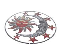 Applique Murale Soleil Lune en Fer Marron pour Intérieur Extérieur
