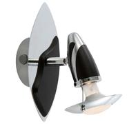 Applique murale spot éclairage spot couloir lampe de lecture salon, spot mobile, acier fer argent noir, 1x douille E14, HxL 20x17 cm