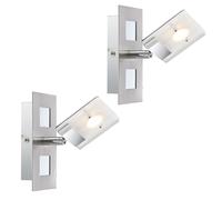 Applique murale spot lampe applique murale spot de couloir, spot mobile, nickel satiné, LED 6W 380Lm blanc chaud, Lxl 15x7cm, lot de 2