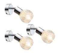 Applique murale spot lampe spot spot mural spot lampe de couloir, spot mobile, verre chromé blanc, 1x douille E14, HxLxA 15,5x8x17cm, lot de 3