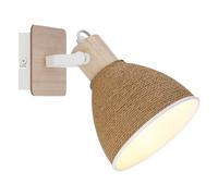 Applique murale, spot mural en bois marron, lampe de salon, spot orientable blanc, H 19 cm