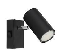 Applique murale Spot mural Lampe de chambre, spot mural moderne avec spot orientable, métal, chrome noir, 1x douille GU10, LxPxH 12x7x10 cm
