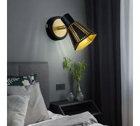 Applique avec spot orientable lampe de lit noir or, métal, perforations décoratives, E14, LxH 9,5x17 cm, Trio Leuchten 800300132