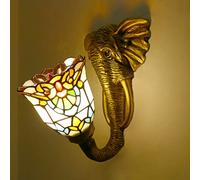 Applique Murale Style Tiffany, Pied rétro en Forme d'éléphant, Applique Murale en Verre coloré illuminé, Applique Murale en Verre coloré, Chambre