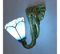 Applique Murale Style Tiffany, Pied rétro en Forme d'éléphant, Applique Murale Lumineuse en vitrail, vitrail Mural, Chambre