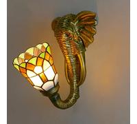 Applique Murale Style Tiffany, Pied rétro en Forme d'éléphant, Applique Murale Lumineuse en vitrail, vitrail Mural, Chambre