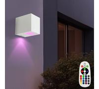 Applique murale télécommande dimmable lumière extérieure spot vers le bas lumière de façade aluminium verre blanc, 1x LED RGB 3,5W 290Lm blanc chaud, LxHxP 6,8x8x9,2 cm