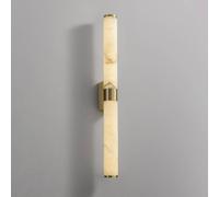 Applique Murale Tubulaire En Albâtre, Luminaire de Salle Den En Laiton, Lampe Murale Cylindrique Moderne En Marbre Avec Anneau En Métal Doré, Applique Linéaire Pour Miroir de Salle Den, Couloir, Salon