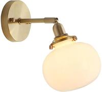 Applique murale vintage dorée avec abat-jour globe en verre Applique murale moderne du milieu du siècle avec interrupteur à chaîne en laiton Applique murale en verre vert nervuré(Milk White,No Switch)