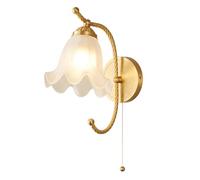 Applique murale vintage en laiton au design muguet, luminaire de salle de bain, applique murale moderne en métal avec abat-jour en verre, lampe murale style campagnard pour chambre à coucher ou salon.
