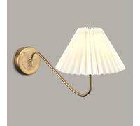 Applique Murale Vintage en Tissu plissé doré - Nordique Blanche du Milieu siècle Luminaires muraux Modernes Ferme Industrielle Fixation for Chambre d'enfant, Salon, Salle à Manger(Wood Grain Color)
