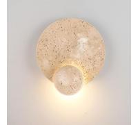 Applique Murale Vintage Rétro à LED en Travertin Jaune, 2 Luminaires Ronds Décoratifs, 6 W, 3 000 K, pour Chambre à Coucher, Couloir, Salon.