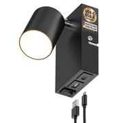 Applique murale WAIKA 1 flamme noire USB-C USB-A incl. lampe LED GU10