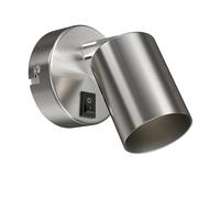 ledscom.de Applique murale WAIKA, interrupteur, inox mat, ronde, 1x GU10 max. 60W