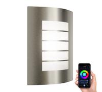 Applique murale ZYNO pour l'extérieur IP44 inox in 27 LED RGB 892lm Smart