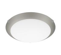 Eglo Plafonnier Mars 1 – Acier, verre blanc satiné bordure argentée, E27 – Blanc