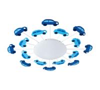 Applique plafond VIKI 1 E27 en acier bleu et verre blanc motif voitures