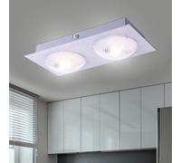 Applique Plafonnier 2 à Flammes Satiné Blanc Chaud LED L 22cm