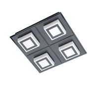 Applique/Plafonnier MASIANO 1 LED 4X3,3W en aluminium et acier noir 250x250x55mm