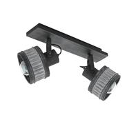 Applique/Plafonnier TURROCK E27 2X28W en acier gris patiné et noir 475x160x300mm