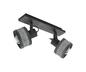 Applique/Plafonnier TURROCK E27 2X28W en acier gris patiné et noir 475x160x300mm