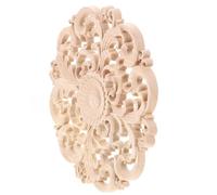 Applique Ronde en Bois Sculpté pour Décoration Intérieure Unique | Bois Non Peint, Motif Ajouré Simple Face, à Coller sur Portes, Meubles, Armoires, Fenêtres