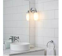 Applique Salle de Bain IP44 pour Miroir - Luminaire Mural E14 Max 20W en Métal Chromé et Verre Opalin MINORA