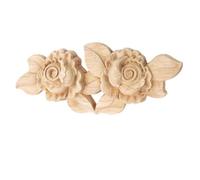 Applique Sculptée de Rose pour Porte et Miroir Beige | Bois Schima Superba, Style Classique Moderne, Relief Floral Réaliste, Pose Simple sur Surface Plane