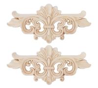 Applique Sculptée Fleur en Bois, Décoration Mobilier, 2 Pièces 16x7,5 cm - Texture Exquise, Style Élégant et Moderne, Idéal pour Maison et Hôtel (16 * 7.5CM)