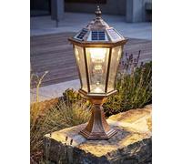 Applique solaire classique pour extérieur, éclairage de jardin, lampe solaire, applique solaire sans fil, double couleur, lanterne de jardin avec lumière blanche chaude et lumière blanche froide, alum