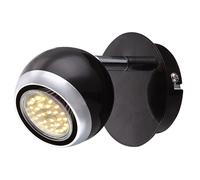 Applique spot mural en métal chromé spot LED orientable, spot mobile, design anneau noir, 1x LED 3W 250 lm blanc chaud, H 11,5 cm