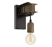 Applique TO4 E27 1X10W en acier noir et marron 80x0x190mm