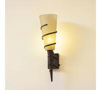 Applique torche Anouk Lindby, dimmable, marron, Salon / Salle à manger, Métal, Maison de campagne / Rustique, Applique