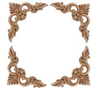 Appliques De Menuiserie Pièces D'Angle En Placage De Bois Massif Sculpté Motif Floral Pour Porte Lit Armoire Décoration De Meubles 20 X 20cm Lot De 4