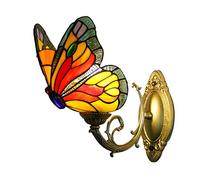 Appliques De Style Papillon Tiffany, Applique Murale En Verre Teinté Vintage, 1 Lumières, 2 Lumières, 3 Lumières, Rétro Salle De Bain Miroir Lumière Pour Chambre Salon Couloir Veilleuse,26