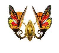 Appliques De Style Papillon Tiffany, Applique Murale En Verre Teinté Vintage, 1 Lumières, 2 Lumières, 3 Lumières, Rétro Salle De Bain Miroir Lumière Pour Chambre Salon Couloir Veilleuse,21