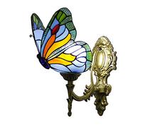 Appliques De Style Papillon Tiffany, Applique Murale En Verre Teinté Vintage, 1 Lumières, 2 Lumières, 3 Lumières, Rétro Salle De Bain Miroir Lumière Pour Chambre Salon Couloir Veilleuse,16