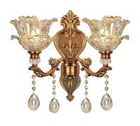 Appliques Lampe murale LED Vintage en laiton et verre, abat-jour Floral en cristal, luminaire d'éclairage pour la maison, la chambre à coucher, le salon et le couloir Éclairage mural