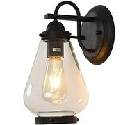Appliques murales, appliques extérieures LED, lanternes E27 étanches à pince, lampe de porche moderne avec abat-jour en verre transparent, applique noire compatible avec cour, terrasse, jardin et vér