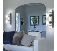 Appliques murales de salon applique murale miroir en verre satiné, métal chromé, 2x E27 LED 4 watts 350 lumen blanc chaud, LxLxP 27x16x9 cm, lot de 2