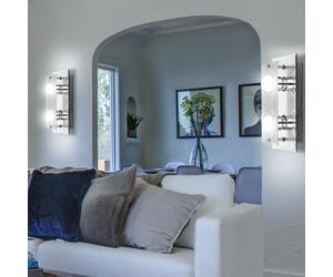 Appliques murales de salon applique murale miroir en verre satiné, métal chromé, 2x E27 LED 4 watts 350 lumen blanc chaud, LxLxP 27x16x9 cm, lot de 2