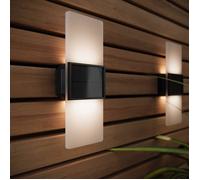 Appliques murales extérieures à énergie solaire Gemini blanc et blanc chaud (Ensemble de 2)