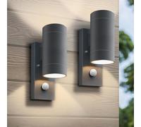 Appliques murales extérieures avec détecteur PIR, indice de protection IP65, en aluminium, culot GU10, couleur anthracite