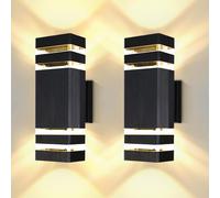 Appliques murales extérieures, modèle carré, culot GU10, couleur noire, lot de 2
