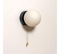 Appliques murales for chambre à coucher 1 lumière avec abat-jour en verre globe blanc avec interrupteur à chaîne for salon, chambre à coucher, couloir, lampe murale de vanité, prise G9 (noir)(Black)