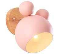 Appliques Murales Interieur Nordic chambre lampe de chevet personnalité créative enfants simple macaron bois liseuse lumière allée décoration applique murale - Rose Appliques
