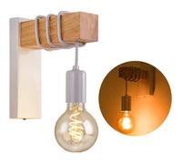 Appliques Murales Intérieur - Zaku - Lampe Murale Vintage - Bois et Métal - Blanc - E27