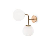 Appliques murales modernes Globe dorées 2xE14 abat-jour blanc